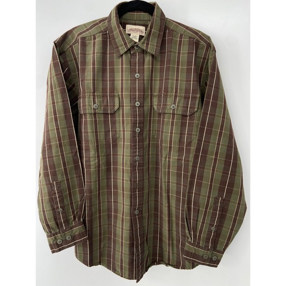 L.L. Bean Other - LL Bean Katahdin Iron Works Shirt Men Medium Green Plaid Work Camp Vintage